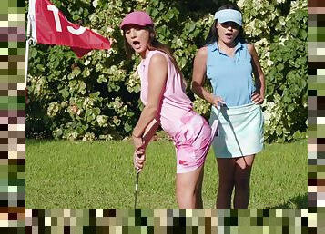 Sexual fantasy down at the golf course for two top lesbians