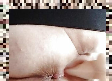 my ass and pussy with a sex machine close-up