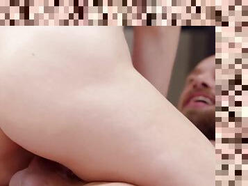 Slutty oiled masseuse babe gives customer sex massage