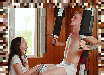 Young lad works out but his girl wants his dick