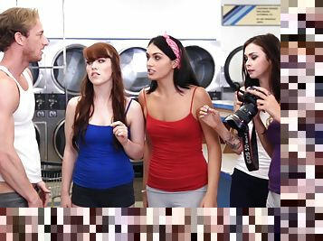 Laundry Day In Four Sexy Teens Fucking At
