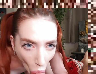 Redhead amazes with sloppy blowjob and reverse cowgirl in cam POV