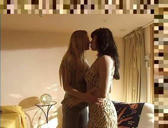 Gorgeous Lesbians Caress Each Other's Lovely Natural Tits