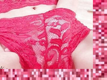 Cute Teen Masturbating in Red Lace Pantes - Amateur Nayla North