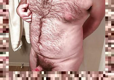 Hairy Cub Jerking Off in Bathroom