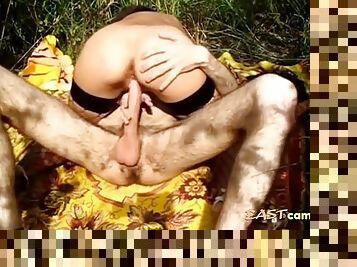 Nasty Asian slut outdoor fuckfest