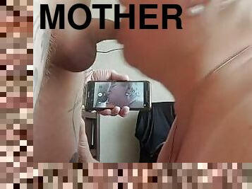 mother-in-law sucks my dick and then I fuck her pussy doggy style and fill her pussy with cum