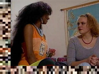 What a lovely interracial lesbians scene along horny and cute chicks
