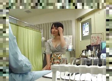 Hardcore doctor fucks a Japanese woman's hairy cunt
