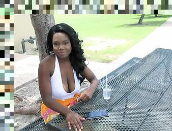 White one piece swimsuit on a huge tits black girl fucking white dick