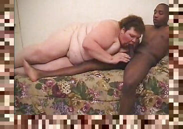 Interracial double team of super BBW