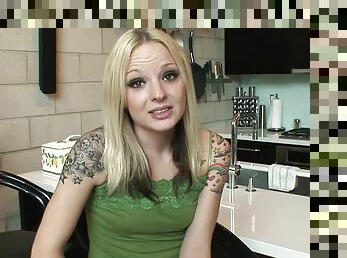 Tattooed Blonde Drilled Anally by a Hung Black Stud