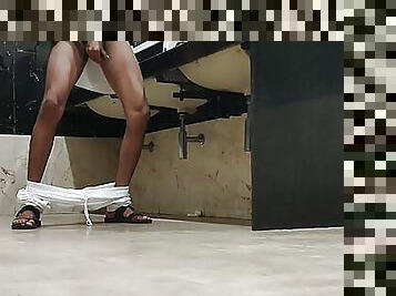 Sexy hindu boy cumshot in metro station washroom public