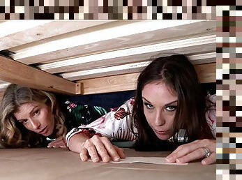 Busty Milfs Fucked while Stuck Under the Bed - Cory Chase and Amiee Cambridge