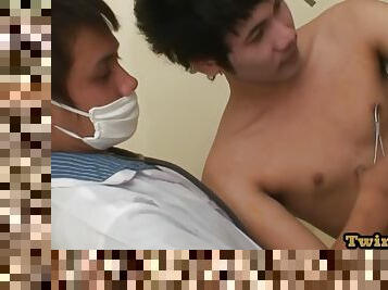Asian petite twink barebacked by cumming doctor after exam