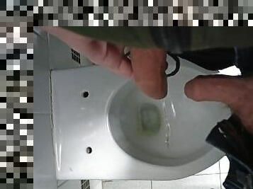 Extreme , public toilet , pissed on a femboy dick! Drink urine from big uncircumcised dicks ! Two fe