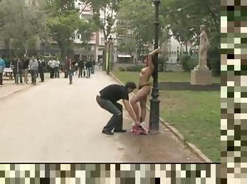 Cheating Wife Gets Tied Naked to a Pole