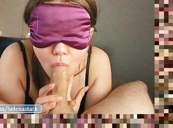 passionate blowjob blindfolded