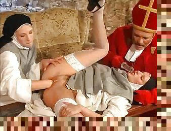 Naughty nuns in a threesome get naughty