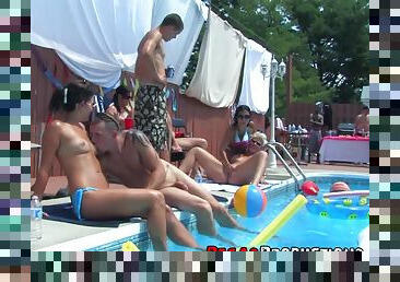 Hot and stunning Bella Venusia likes hard group sex by the pool
