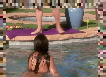 Anal sex in threesome by the pool is the favorite sex game for amazing Jayna Oso