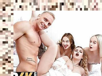 brud, russisk, babes, gangbang, knulling-fucking, firkant, knulling, bryllup