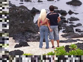 Outside sex at the beach is amazing adventure for horny blonde Jemstone