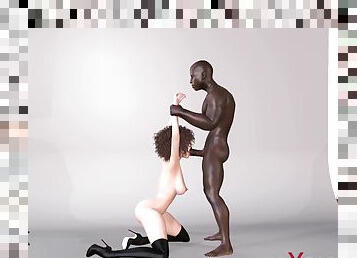 Young fashion model gets fucked hard by a black man in the photo studio