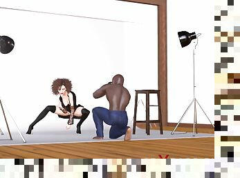 Young fashion model gets fucked hard by a black man in the photo studio