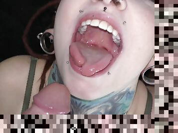 Close up POV video of Jezzi Cat sucking a rock solid dick