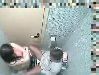 Couple caught having sex in the bathroom by a secret cam