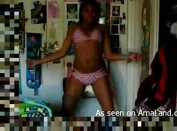 Tight mulatto babe shaking her sexy ass in her room