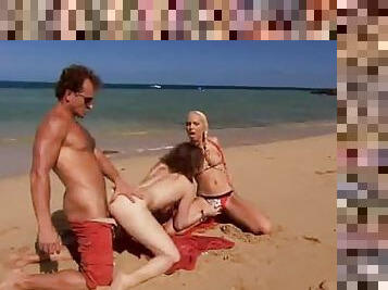 Diana Gold and Virginiee get fucked on the beach