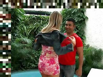 Gorgeous Pryscila Brandao gets fucked rough by the poolside