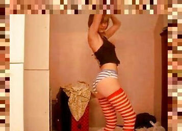 Skinny girl teasing infront of the webcam