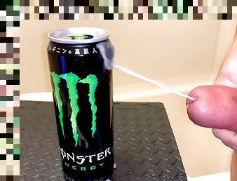 Small Penis Shooting a Load On An Empty Monster s Can - Hard Cumshot