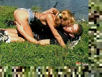 Well stacked blonde teen gets fucked hardcore outdoors by her horny stud
