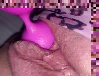 Close up wet pussy play. Using Ben Wa balls to cum