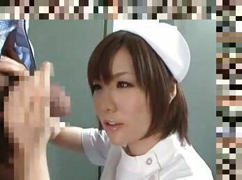 Japanese nurse handles cock like a pro