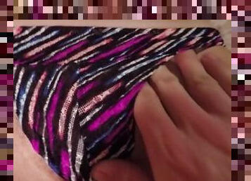 close up of wife and she only lets him touch her mature pussy over her panties