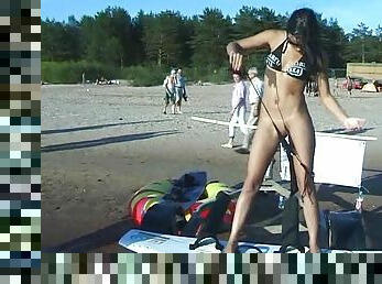 nudisti, julkinen, amatööri, typykät, ranta, hassu