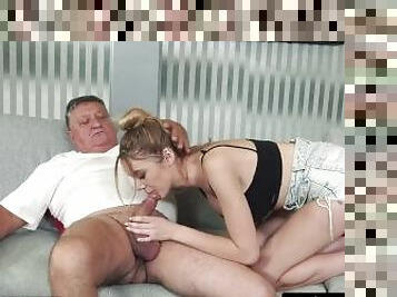 21 SEXTREME - Naughty Busty Teen Gets Her Mouth Filled With Cum By An Old Man