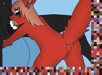 First Blowjob from Furry Foxy  Deep yiff hentai (cum inside mouth)