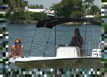 Mature cougar lesbian couple Prinzzess and Anita Dark on a yacht