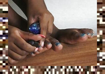 black girls feet toenails painting