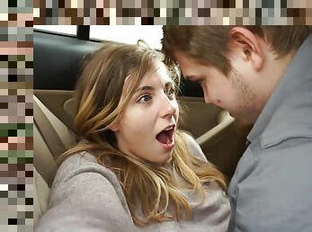 My naughty girlfriend and me having adventure fucking in car and got caught