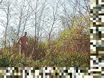 Running naked through the woods on a Fall day