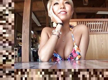 Short-haired blonde from Asian getting more than just a usual massage