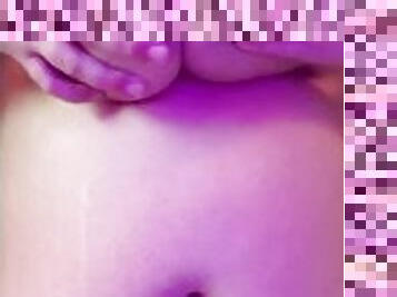 BBW solo masturbation spitting on tits fat pussy