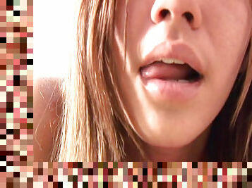 Cute teen is opening her wide mouth on the cam